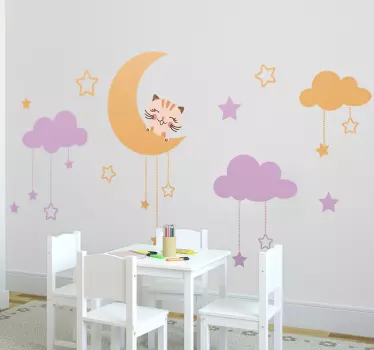 Børne måne stjerner og sky sticker - TenStickers