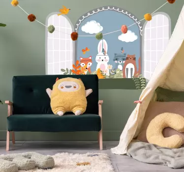 Børnedyrs vindue 3D klistermærke - TenStickers