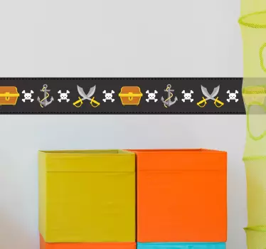 Børns værelse pirat flag mur kant klistermærke - TenStickers