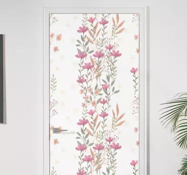 Botaniske høje blomster glas dør klistermærker - TenStickers
