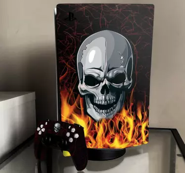 Brændende kranium playstation 5 klistermærker - TenStickers