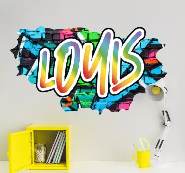 Brudt væg med farverigt graffiti navn tilpasset klistermærker - TenStickers