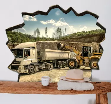 3D gravemaskine og lastbil wallsticker - TenStickers