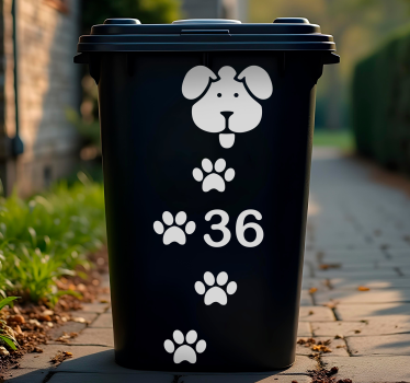 Brugerdefineret antal hund og hund pote print beholder mærkat - TenStickers