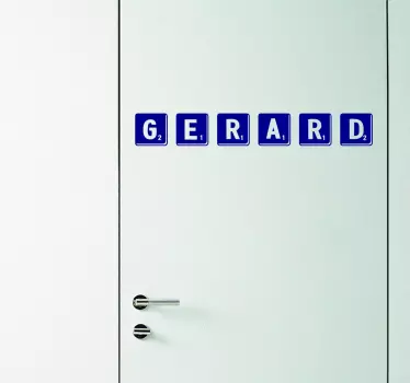 Brugerdefineret scrabble navn glasdør mærkat - TenStickers
