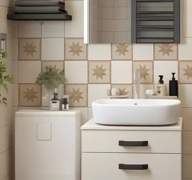 Brun stjerneflise badeværelse wallsticker - TenStickers