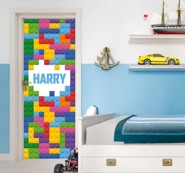 Wallstickers til børn byggesten navneskilt til dør - TenStickers