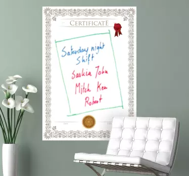 Certifikat whiteboard klistermærke - TenStickers