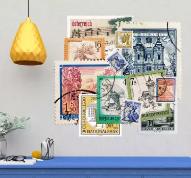 Collage stempler østrig vægoverføringsbillede - TenStickers