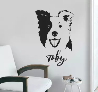 Collie hvidt navn kæledyr sticker - TenStickers