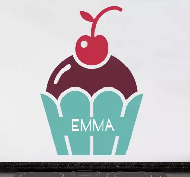 Cupcake med navn tekst vægoverføringsbillede - TenStickers