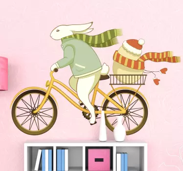 Cykel påske bunny væg klistermærke - TenStickers