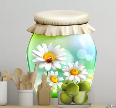 Daisy blomst glas blomst væg indretning - TenStickers
