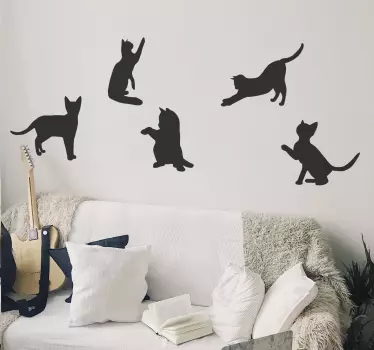 Dansende katte vægoverføringsbillede - TenStickers