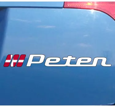 Dansk flag med brugerdefineret navn bilmærke - TenStickers