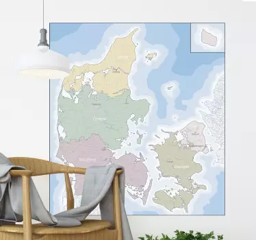 Dansk politisk kortplacering klistermærke - TenStickers