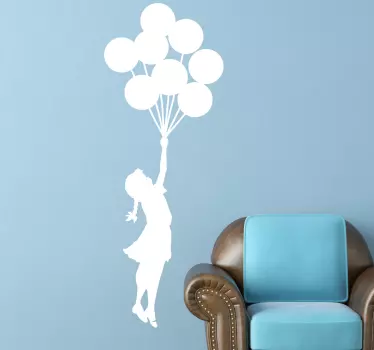 Dekorativt klistermærke Banksy pige med balloner - TenStickers
