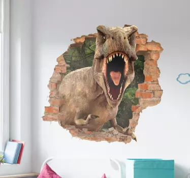 Dinosaur trompe l'oeil vægoverføringsbillede - TenStickers