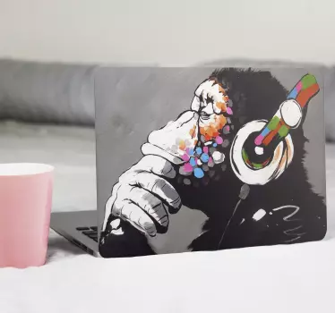 Dj abe graffiti bansky kunst bærbar computer mærkat - TenStickers