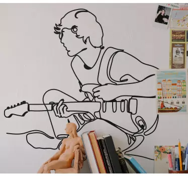 Dreng spiller guitar rock n roll klistermærker - TenStickers