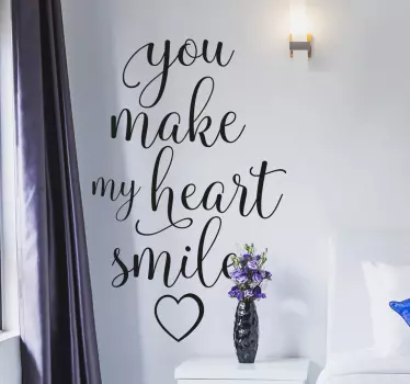 Du får mit hjerte til at smile tekst vægoverføringsbillede - TenStickers