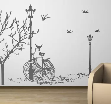 Efterårs wallsticker efterladt cykel - TenStickers