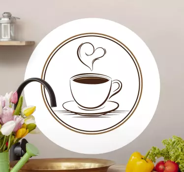 Elegant kop kaffe med hjerteservicemærkat - TenStickers