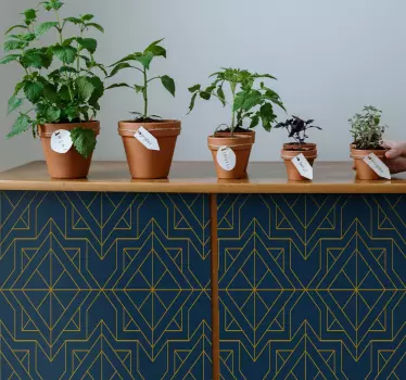 Elegante art deco dybblå mønsteroverførsler til møbler - TenStickers