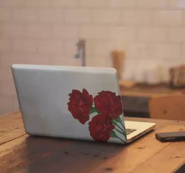 Elegante nellikeblomster klistermærke til bærbar - TenStickers