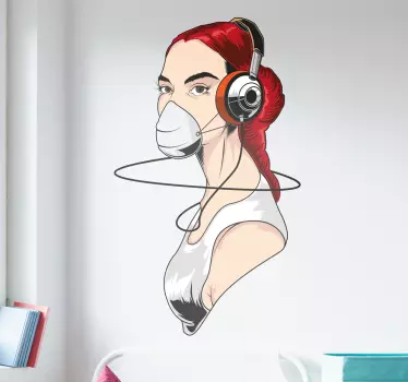 Elsker musik pige mærkat - TenStickers