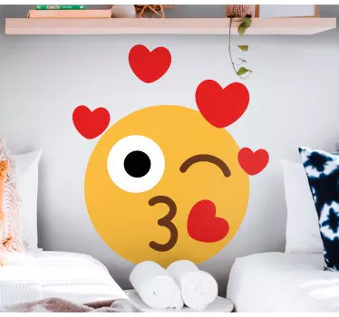 Emoji, der sender kys i hjerter tapetoverføringsbillede - TenStickers