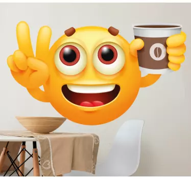 Emoji drikker kaffe tapet klistermærker - TenStickers