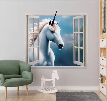 Enhjørning vindue 3D klistermærke - TenStickers