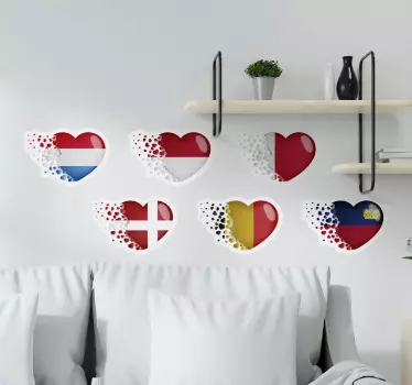 Europæiske flag hjerter flag mærkat - TenStickers