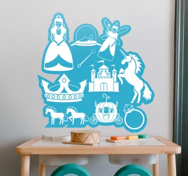 Eventyrdesign med enhjørninger illustration vægkunst - TenStickers