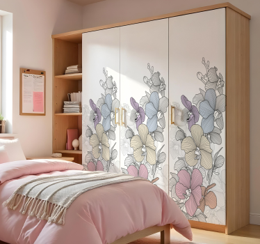 Farve linje blomster folie til møbler - TenStickers