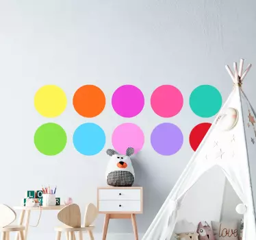 Farvede cirkler wallstickers til børn - TenStickers
