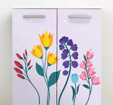 Farverig blomsterkomposition folie til møbler - TenStickers