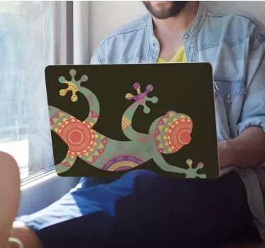 Farverig firbenkunst Laptop klistermærke - TenStickers