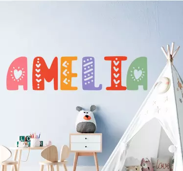 Farverige bogstaver med personlig tekst wallsticker - TenStickers