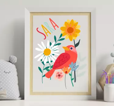 Farverige fugleblomster klistermærke - TenStickers