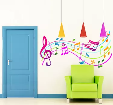 Farverige musik noder - TenStickers