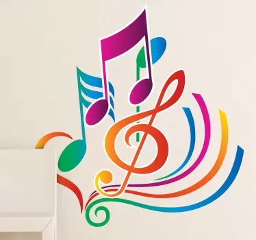 Farverige musiknoter vinyl klistermærke - TenStickers