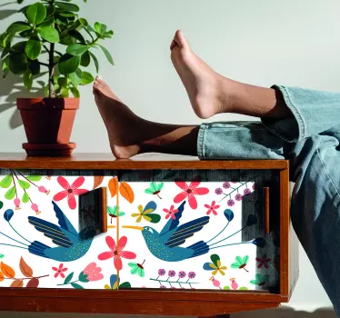 Farverige tenango planter og fugl klistermærke - TenStickers