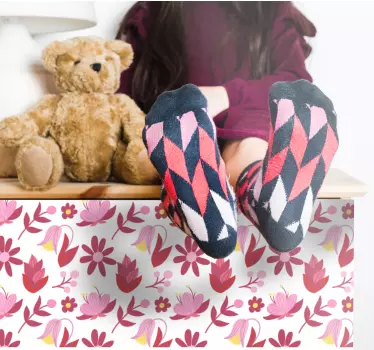 Lyserødt blomstermønster folie til møbler - TenStickers