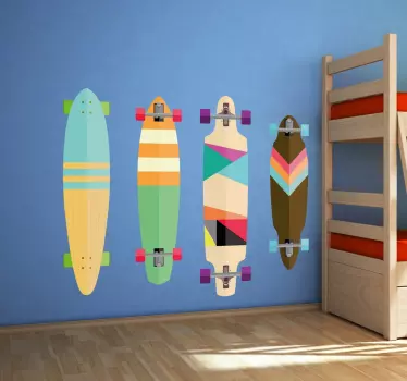 Farverigt skateboards klistermærke - TenStickers