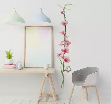 Fersken blomst gren blomster murmærke - TenStickers