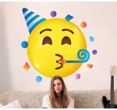 Festlig gul emoji tapet klistermærker - TenStickers