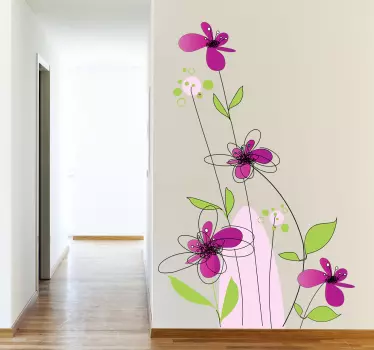 Wallsticker til stuen med fin blomster illustration - TenStickers
