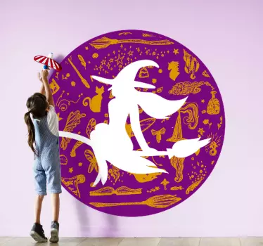 Finurlig hekse-ridning wallsticker dyr - TenStickers